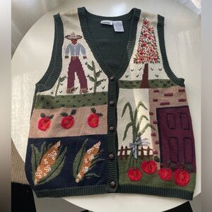 Vintage Knitted Vest - Gardening / Farmcore